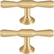 SANCHAKOU Dresser Handles Knobs 2 Pack Wardrobe Door Brass Handle Gold Single Hole