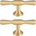 SANCHAKOU Dresser Handles Knobs 2 Pack Wardrobe Door Brass Handle Gold Single Hole