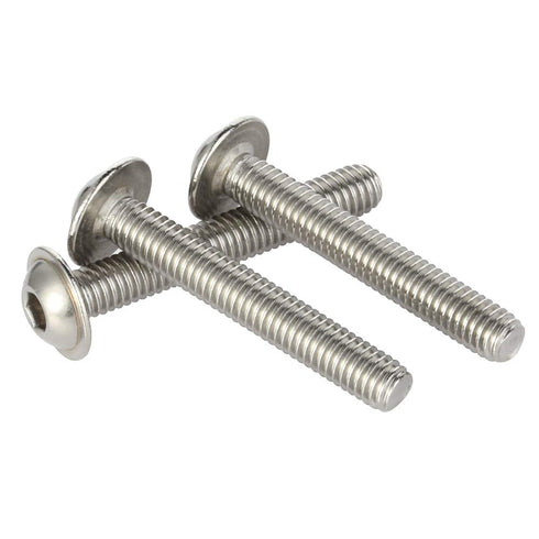 M6-1.0 x 25mm Flanged Button Head Socket Cap Screws, 25 PCS, Stainless Steel 18-8 (304), Full Thread, Bright Finish