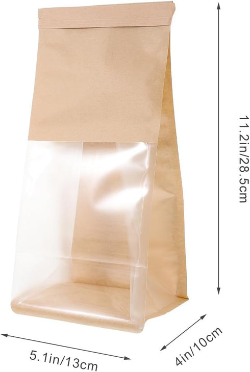 50pcs Packaging Abaodam Small Bread Bags with Window Kraft Paper Bakery Pouches for Homemade Toast and Sourdough Baking
