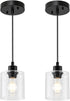 1 E26 2 Packs Light Hanging Pendant Light Fixtures, Adjustable Black Pendant Lights Kitchen Island, Modern Farmhouse