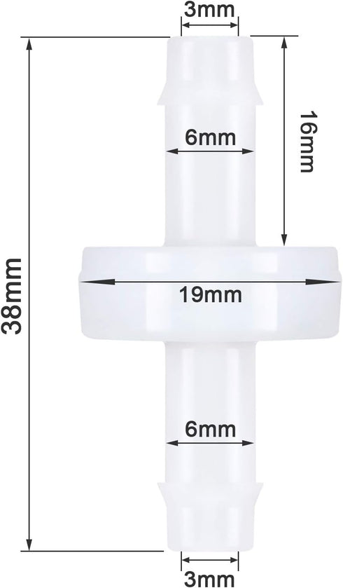 Mudder 4 Packs Check Valve, 1/4 Inch 6mm PVDF Wear-Resistant One-Way Check Valve for Fuel Gas Liquid Air by Mudder