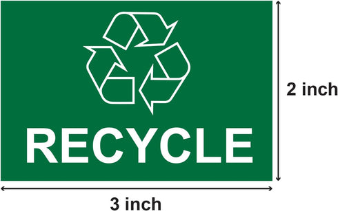 Recycling Labels with Recycle Symbol (3 x 2 inch, Green - 300 Labels) for Trash Cans, Containers or Walls