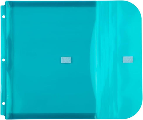 JAM PAPER Plastic 3 Hole Punch Binder Envelopes with Hook & Loop Closure - Letter Booklet - 9 1/2 x 11 1/2