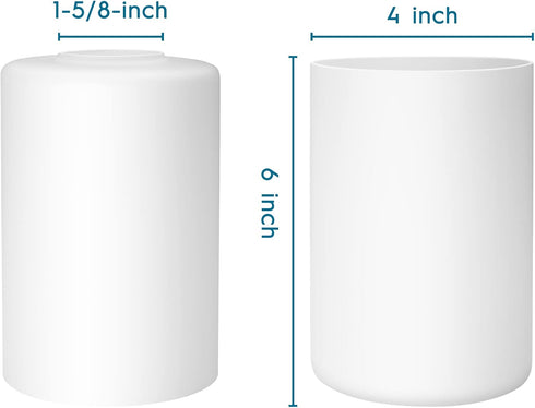 3 Packs 6"x 4" 1-5/8-Inch Canomo Opal White Frosted Glass Lamp Shade Replacement, Replacement Light Fixture Lampshade