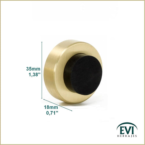 EVI Wall Mounted Doorstop in Natural Silicone, Adhesive or Screw Installation, Brass Matte (Mod. I-254)