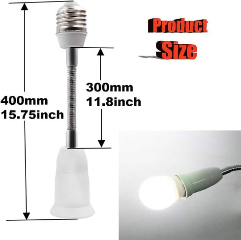 RONG&LAN E27 Flexible Light Bulb Socket Adapter Extender, Adjustable Edison Bulb Socket for Home Light Fixtures