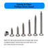 M3/M4/M5/M6 Flat Head Self Tapping Wood Screws Assortment Kit, 260Pcs Stainless Steel