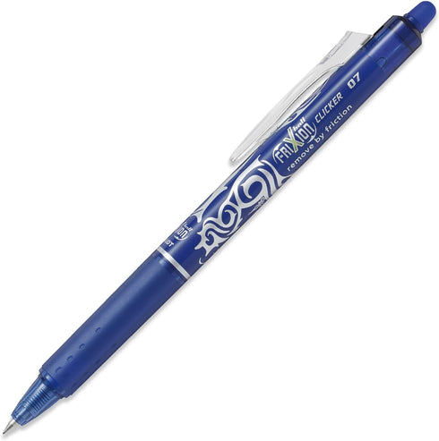 Pilot Frixion Clicker - Retractable Erasable Gel Ink Pens - Blue Ink - Medium 0.7mm Nib - Blister Pack of 2 + 6 Bonus Refills