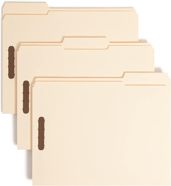 Smead Fastener File Folders, 25 Count, Manila, Reinforced 1/3-Cut Tabs, Letter Size for Organization