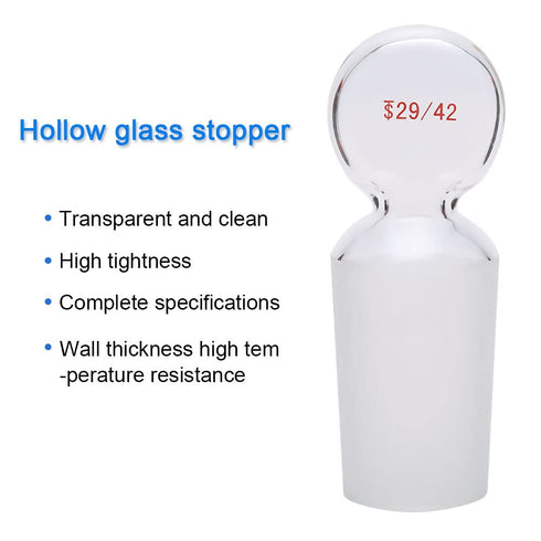 Glass Hollow Stopper Penny Head for 29/42 Outer Joint, Borosilicate Glass, Closed Bottom (5 Pcs)
