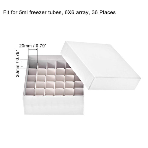 uxcell Centrifuge Tube Freezer Storage Box, 36 Places Waterproof Cardboard Holder Rack for 5ml Microcentrifuge Tubes