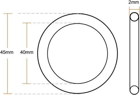 uxcell Silicone O-Rings, 45mm OD 41mm ID 2mm Width VMQ Seal Gasket for Compressor Valves Pipe Repair, White, Pack of 6
