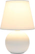 LT1196-OFF-2PK 8.66" 2-Pack Set Simple Designs Chic Little Globe Ceramic Table Lamp with Matching Tapered Shade
