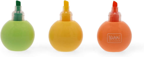 Legami 3 in 1 Highlighter, Pastel Colours - Green, Yellow, Orange, Quick Dry, Avocado Theme
