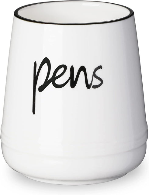 LEEOTYI Ceramic Farmhouse Pen Holder, 16 oz Pencil Organizer, White
