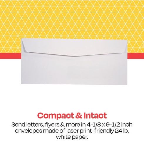 School Smart Window Envelopes, Gummed Flap Closure, No 10, White, Pack of 500
