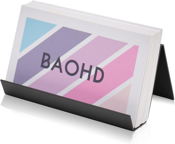 Business Card Holder for Desk, Metal Aluminum Business Card Display Stand, Desktop Organizer, Black