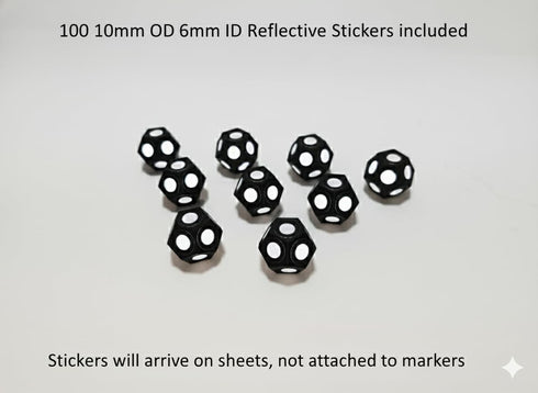 L&D Creations 3D Set, 9 Pack 100 6mm 3mm Scanner Markers Flat Black Hexagonal Markers with Reflective Stickers, x