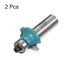 2pcs Roundover Router Bit 1/2 Shank 1/4" Radius Carbide Tipped Edge Rounding Over Bit with Bearing Guide, Cyan