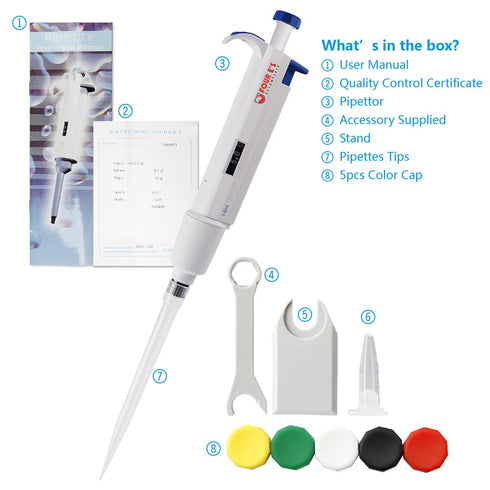 FOUR E'S SCIENTIFIC High-Accurate Single-Channel Manual Adjustable Variable Volume Pipettes, 1-5ml