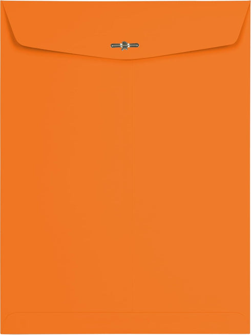 LUXPaper 9 x 12 Open End Envelopes, Clasp, Mandarin Orange, 80lb. Text, 50 Qty