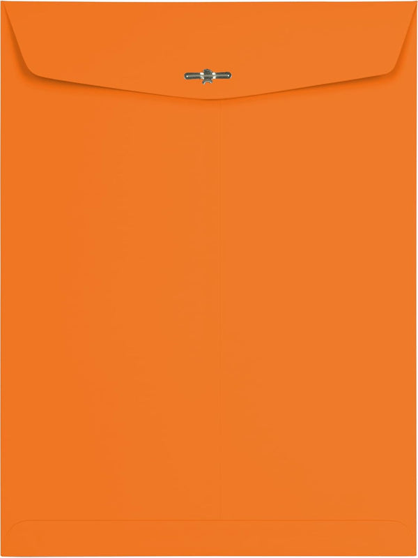 LUXPaper 9 x 12 Open End Envelopes, Clasp, Mandarin Orange, 80lb. Text, 50 Qty