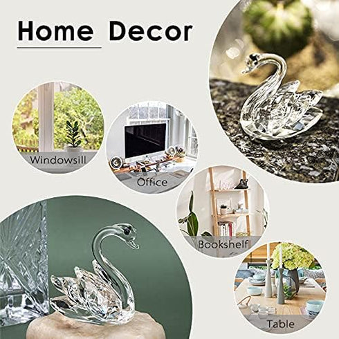 H&D HYALINE & DORA Sparkle Crystal Swan Figurine Collection - Paperweight Table Centerpiece Ornament