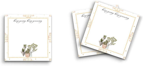 Sticky Notes 12 Pack, Keep Going Keep Growing Plants Flowers, 3"x3" 50 Sheets Per Pad, Cute Funny Memo Note Pads