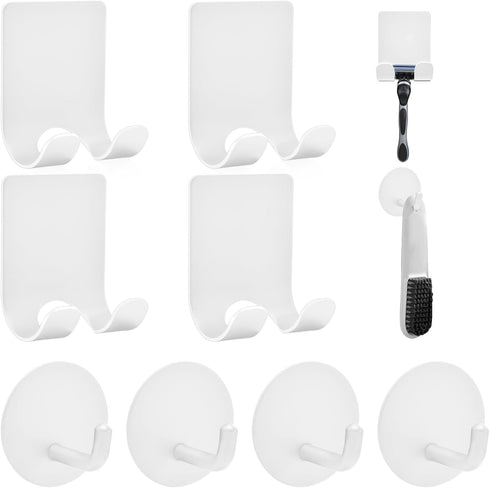 Razor Holder for Shower + Adhesive Wall Hooks, Premium 304 Stainless Steel