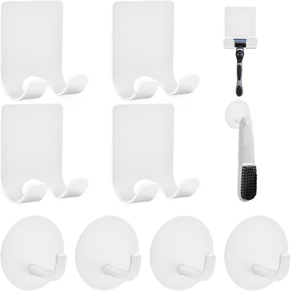 Razor Holder for Shower + Adhesive Wall Hooks, Premium 304 Stainless Steel