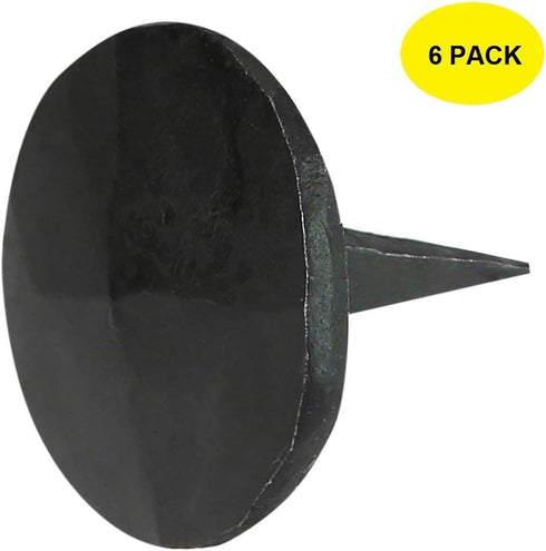 A29 Set of 6 Iron Clavos Decorative Nails, Round Pyramid Decorative Bolt Heads, Natural Black Iron Finish