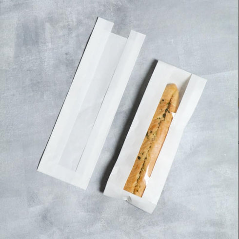 DODXIAOBEUL 50 Bag,13Paper Packaging Goods(13"White) Pcs White Baguette Bread Bags with Window,Clear Bread Bags