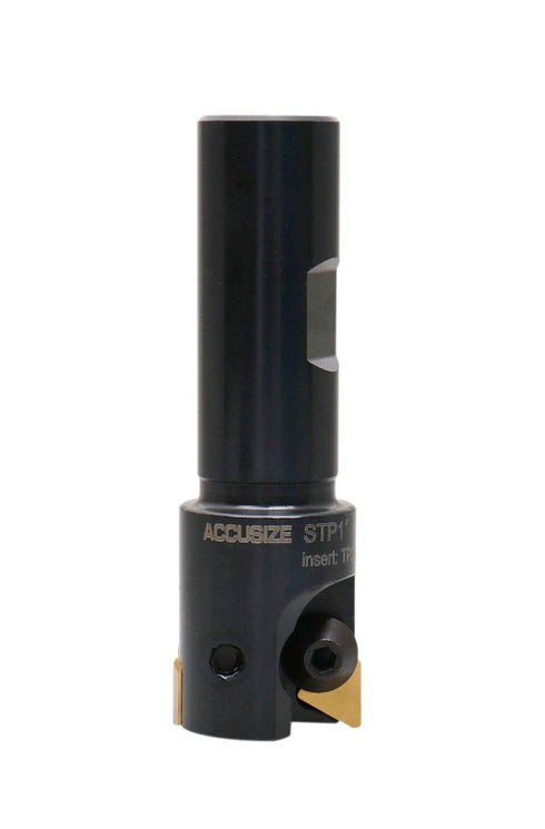 Accusize Industrial Tools Indexable End Mill with 2 Pcs TPG22 Carbide Inserts, 1'' Cutting Diameter