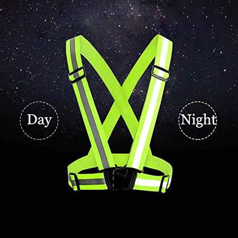 Reflective Safety Vest 2pcs, High Visibility Adjustable Straps for Outdoor Jogging, Cycling, Walking