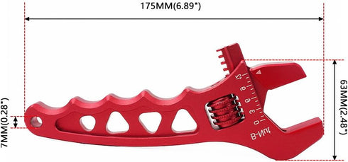 AN Hose Fitting Adjustable Wrench 3AN-16AN, Lightweight Aluminum (Red)