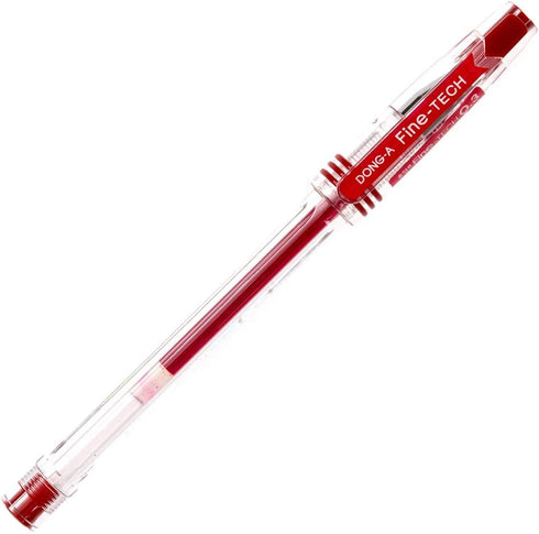 DONG-A Fine-Tech Gel Ink Rollerball Pen, 0.3mm, Dozen Box - Red
