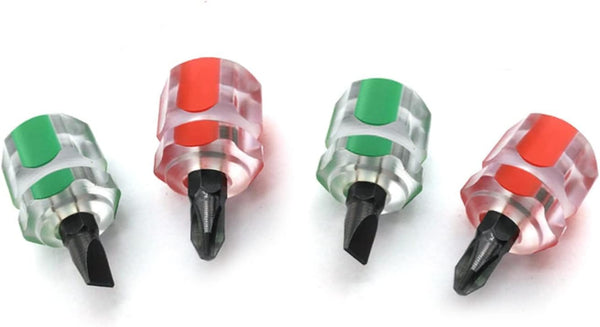 YAFIYGI 4PCS Mini Stubby Screwdriver Set - 1 Phillips and 1 Crew for Tight Spaces & DIY Repairs