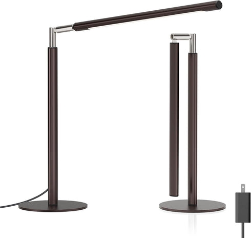 Brown LED Desk Lamp - 16" Foldable Metal Desk Light with Base,