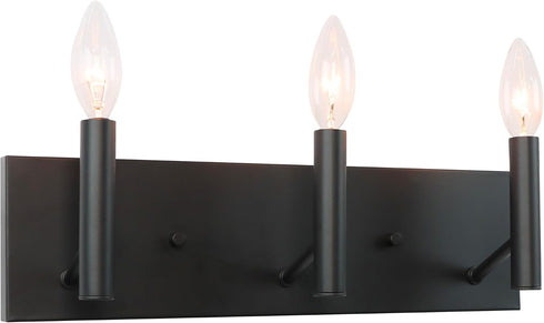 3-Lights E12 Base(Bulbs Kalium Bathroom Light Vanity Fixtures Over Mirror, Modern Matte Black Wall Sconces, Minimalist