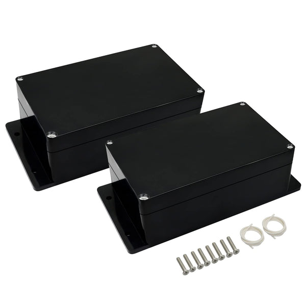 Junction Box IP65 Waterproof Dustproof ABS Plastic Electric Project Enclosure with Fixed Ear, Black, 6.2x3.5x2.5 inch