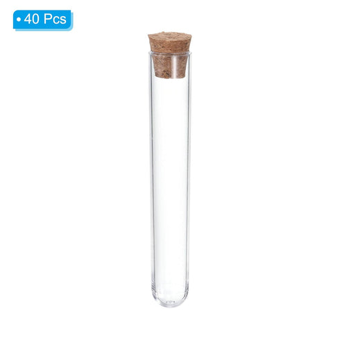 PATIKIL 40Pcs 6ml Plastic Test Tubes with Cork Stoppers, 78x13mm for Scientific and Party Decoration Use