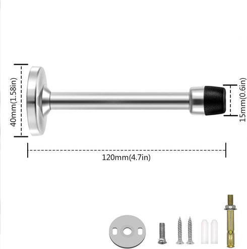 Door Stopper, 5 Inch Extra Long Heavy Duty Brushed Satin Door Holder | Stainless Steel | 2 Pack