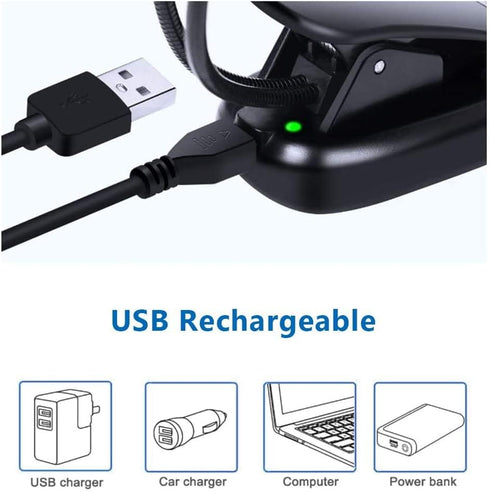 Generic LED Eye Protection Book Night Light Adjustable Mini Clip-On Study Desk Lamp Battery Charge Flexible for Travel