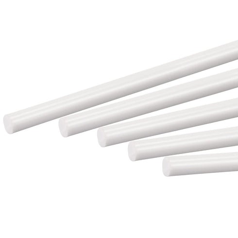 MECCANIXITY ABS Plastic Rod Round Solid White Bar, 6mmx250mm for DIY Model Material, Pack of 10