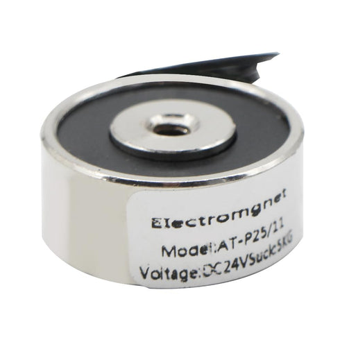 Holding Sucker Round Electromagnet Suction Solenoid Lifting Cylinder Electric Magnet, 25 x 11mm, DC24V, 50N, 11LB/5Kg