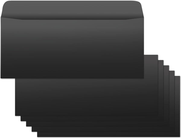 Business Envelopes, 200-Pack #10 Black Envelopes, Gummed Seal, 4-1/8 x 9-1/2 Inches for Mailing