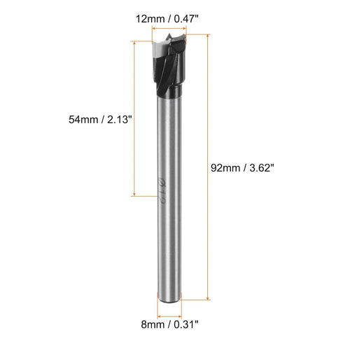 Forstner Drill Bit 12mm (15/32") K30/C1 Tungsten Carbide Tip Triangle Shank for Woodworking