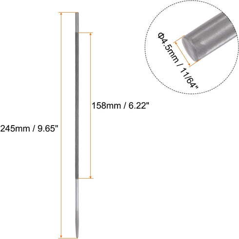 4pcs Chainsaw File, 11/64" (4.5mm) Round High Carbon Steel Double Cut Rasp for Sharpening