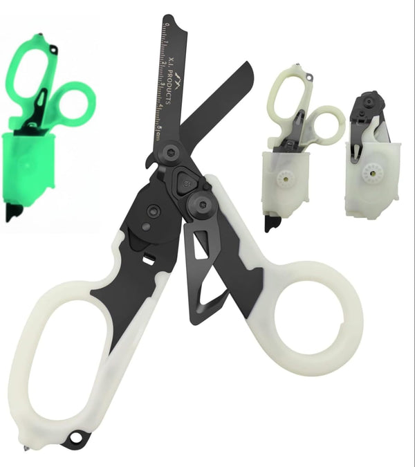 X.I. Products 6 in 1 Multifunctional Trauma Shears Foldable with Strap Cutter | Heavy